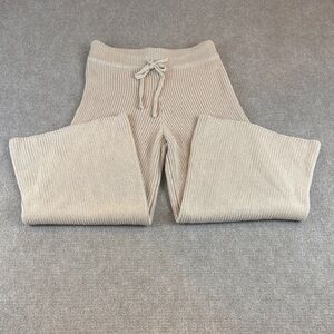 Lost + Wander Women's Cream Wide Leg Pullup Elastic Waist Knit Pants Size S NWT